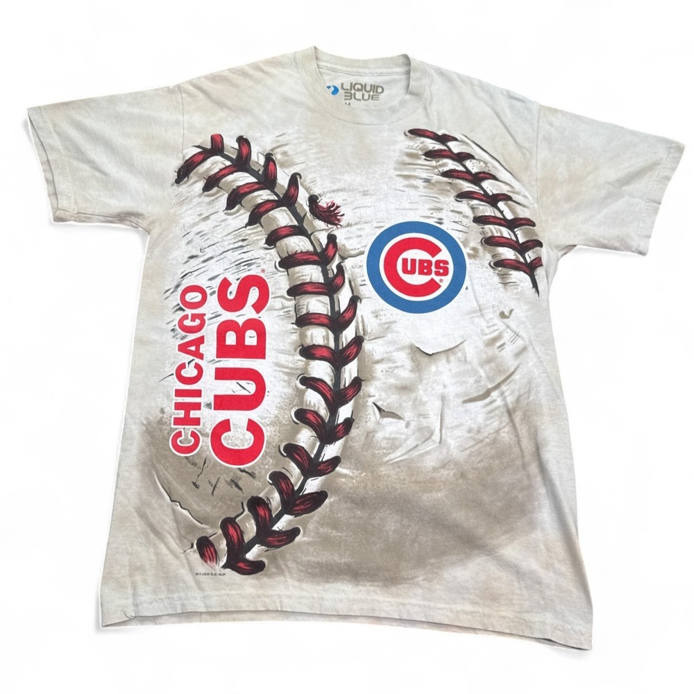 Liquid Blue Chicago Cubs T Shirt Adult Size Medium AOP MLB Tee‎ Vintage Style